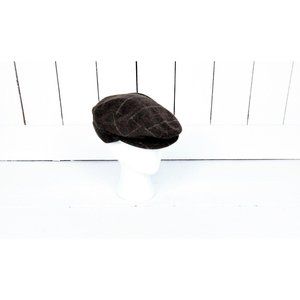 Brown plaid checkered newsboy cap/paperboy hat/medium